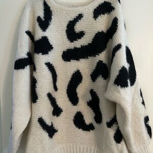 Heavy  Black and Cream Sweater